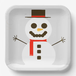 Frosty the Snowman Gray Paper Plate Pappteller