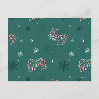 Frosty the Snowman Green Snowflake Pattern Feiertagspostkarte