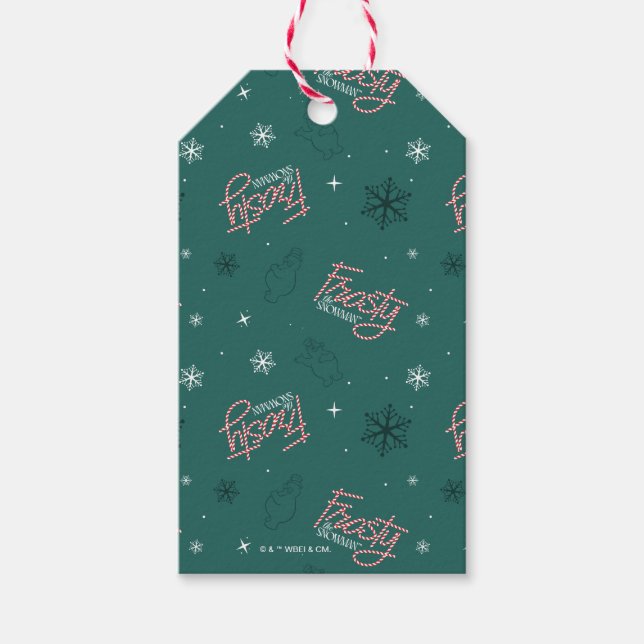 Frosty the Snowman Green Snowflake Pattern Geschenkanhänger (Vorderseite)