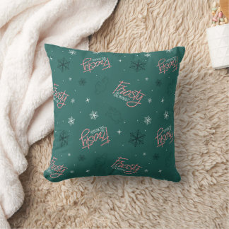 Frosty the Snowman Green Snowflake Pattern Kissen