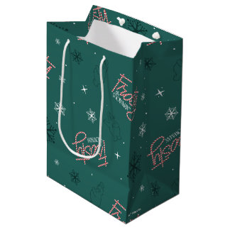 Frosty the Snowman Green Snowflake Pattern Mittlere Geschenktüte