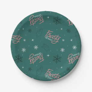 Frosty the Snowman Green Snowflake Pattern Pappteller