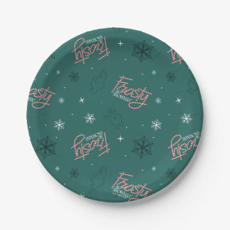 Frosty the Snowman Green Snowflake Pattern Pappteller