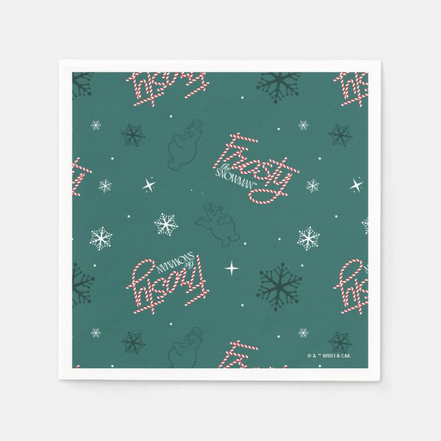 Frosty the Snowman Green Snowflake Pattern Serviette (Vorderseite)