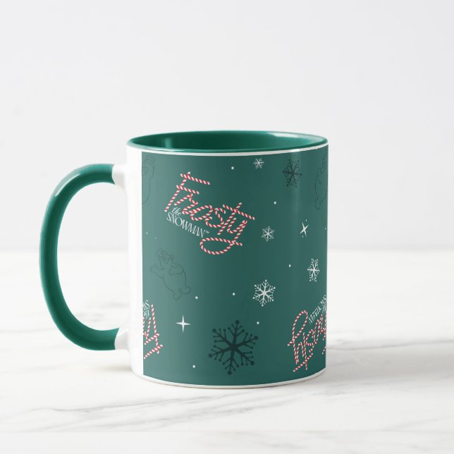 Frosty the Snowman Green Snowflake Pattern Tasse (Links)