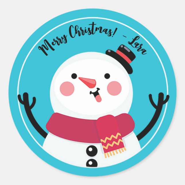 Frosty the Snowman Niedlich Weihnachtskleber Runder Aufkleber (Vorderseite)