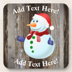 Frosty The Snowman Vintag Wood Rustic Wood Getränkeuntersetzer