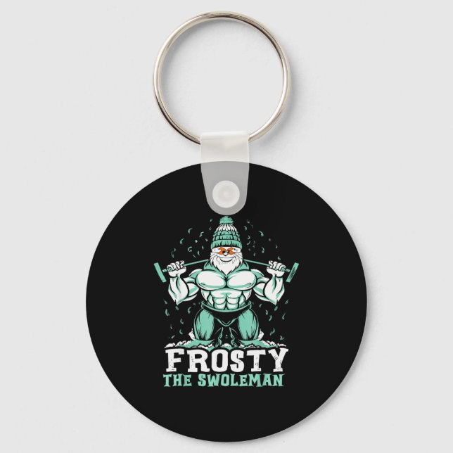 Frosty The Swoleman Funny Buff Swole Snowman Gym M Schlüsselanhänger (Vorderseite)