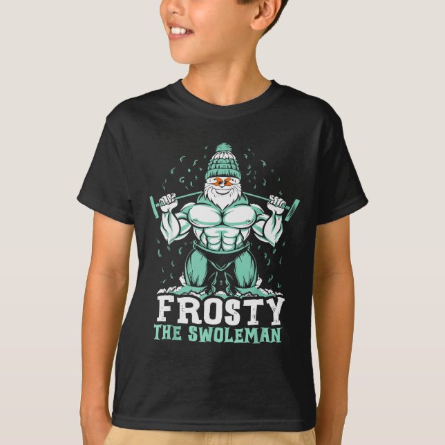Frosty The Swoleman Funny Buff Swole Snowman Gym M T-Shirt (Vorderseite)