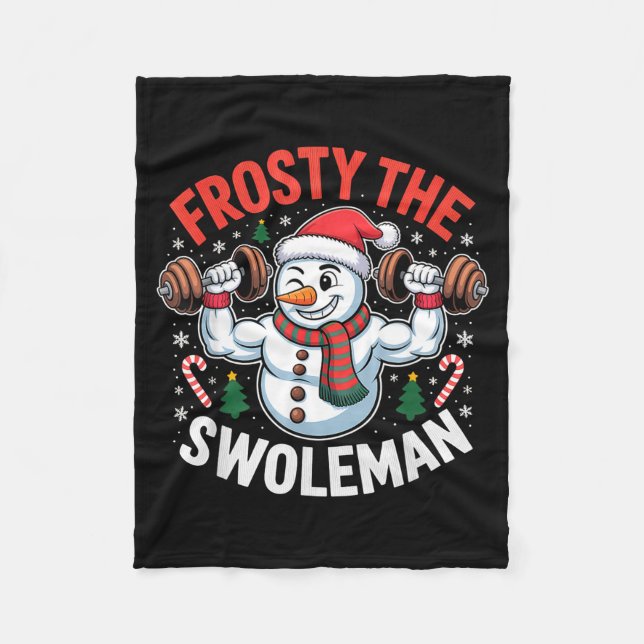 Frosty The Swoleman Funny Gym Swole Bro Snowman  Fleecedecke (Vorderseite)