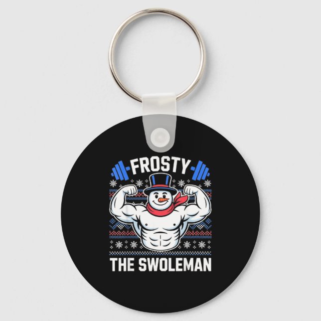 Frosty The Swoleman Funny Ugly Christmas Sweater G Schlüsselanhänger (Vorderseite)