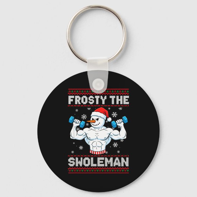Frosty The Swoleman Ugly Christmas Sweater Funny S Schlüsselanhänger (Vorderseite)