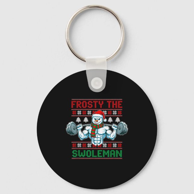 Frosty The Swoleman Ugly Christmas Sweater Funny S Schlüsselanhänger (Vorderseite)