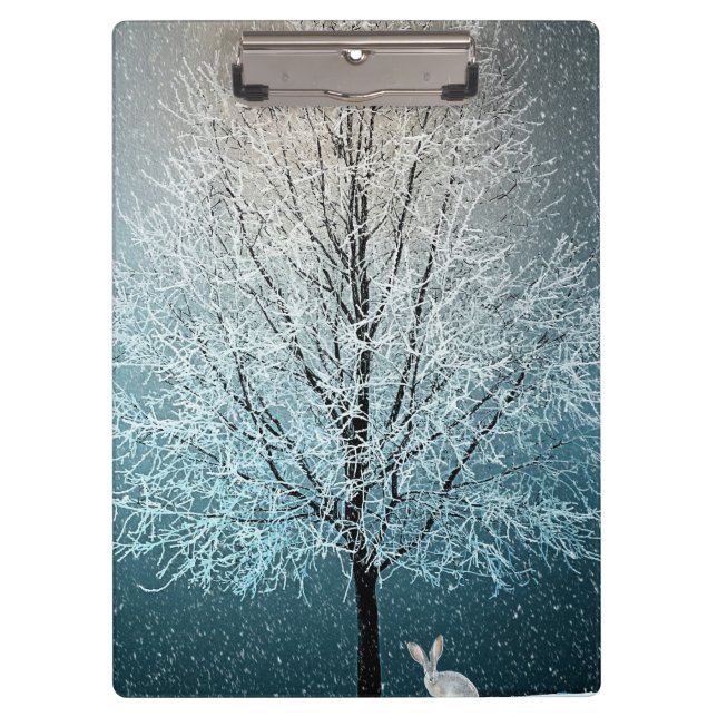 Frosty tree in the evening  klemmbrett (Vorderseite)