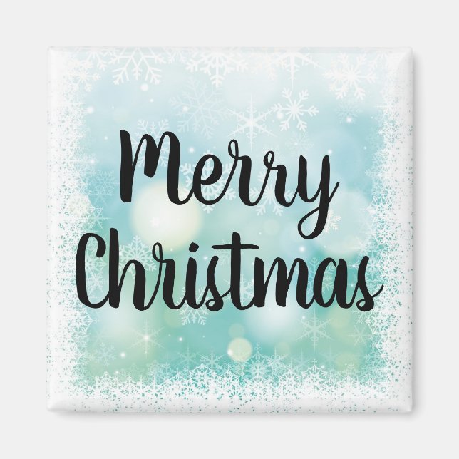 Frosty Window Square Frohe Weihnachtsgeschenke Mag Magnet (Vorne)