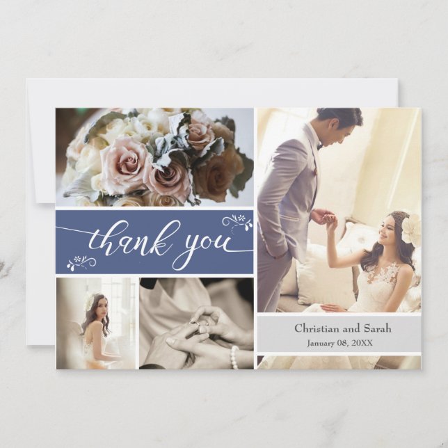 Frosty Winter blue Wedding Danke (Vorderseite)