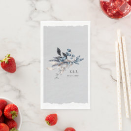 Frosty Winter Floral Monogram Wedding Serviette