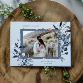 Frosty Winter Floral Save the Date Postcard Postkarte