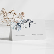 Frosty Winter Floral Wedding Platzkarte