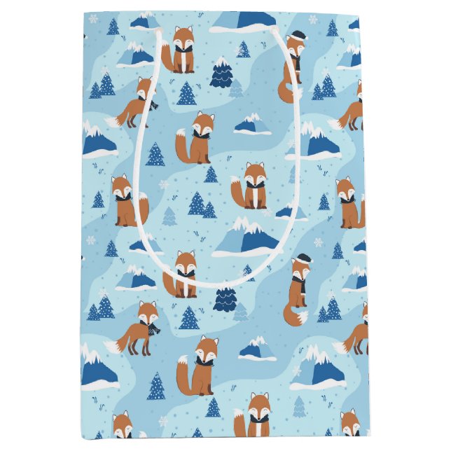 Frosty Winter Foxes Mittlere Geschenktüte (Vorderseite)