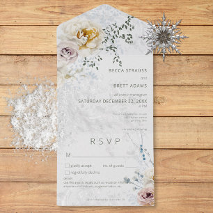 Frosty Winter Pastor Floral Moderne Details All In One Einladung
