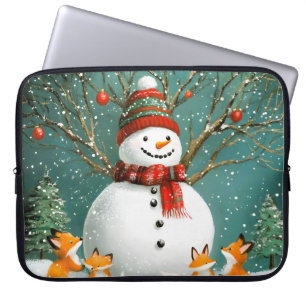 Frosty Winter Whimsical Snowman Fox Wonderland Laptopschutzhülle