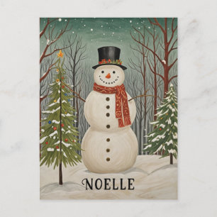 Frosty's Snowy Scene Personalisierte Weihnachten Postkarte