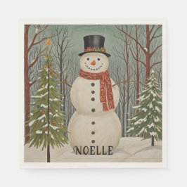 Frosty's Snowy Scene Personalisierte Weihnachten Serviette