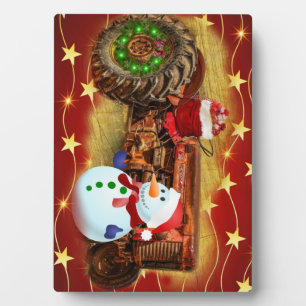 Frostys Vintage-Rot-Traktor-Weihnachten Fotoplatte