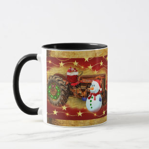 Frostys Vintage-Rot-Traktor-Weihnachten Tasse