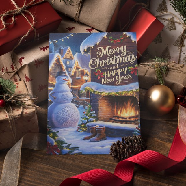 Frostys Warm Willkommen am Kamin Postkarte (Von Creator hochgeladen)