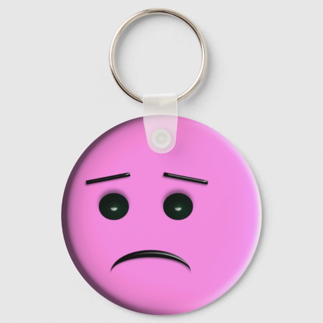 Frowny Face - Pink - Customized Schlüsselanhänger (Vorderseite)