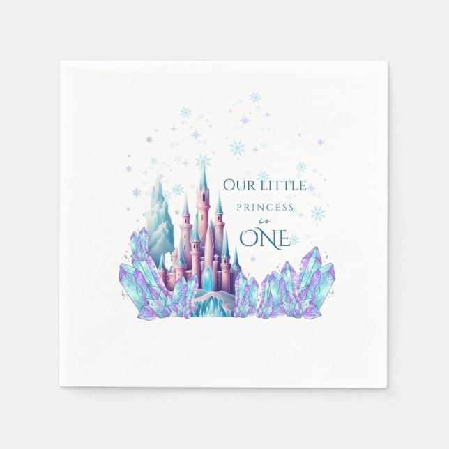 Frozen 1st Birthday Cartoon Castle First Birthday  Serviette (Vorderseite)