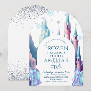 Frozen 5. Geburtstag Cartoon-Schloss Einladung