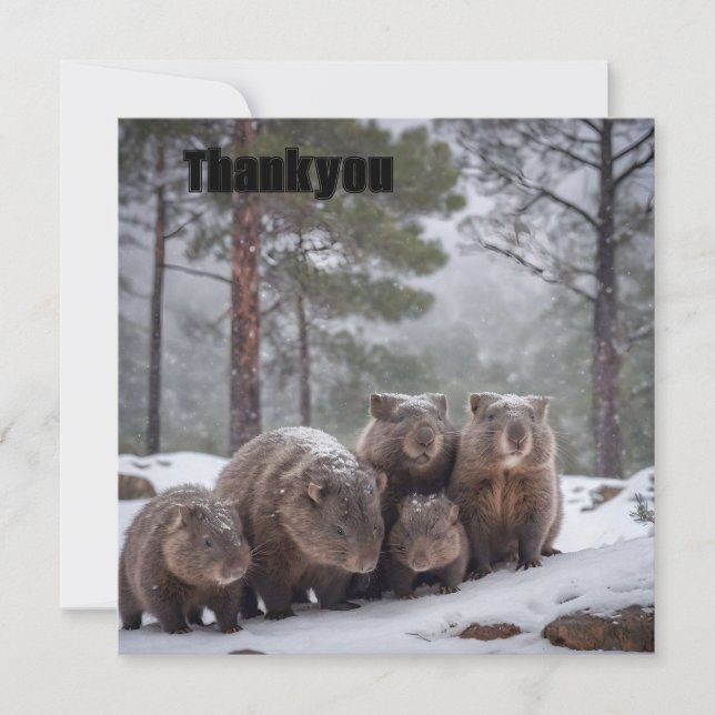 Frozen Burrow: Australian Wombat Family Dankeskarte (Vorderseite)