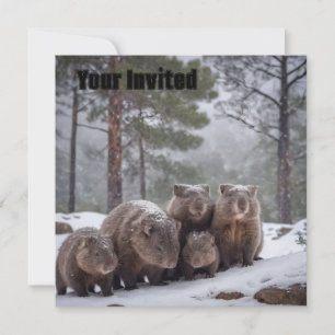 Frozen Burrow: Australian Wombat Family Einladung