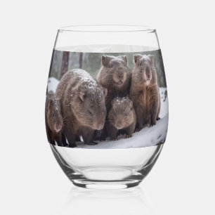 Frozen Burrow: Australian Wombat Family, Weinglas Ohne Stiel