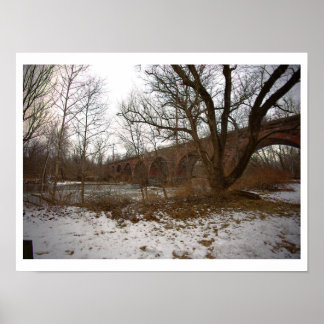 Frozen Creek with Bridge Poster
