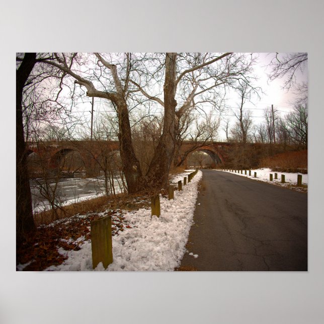 Frozen Creek with Bridge Poster (Vorne)