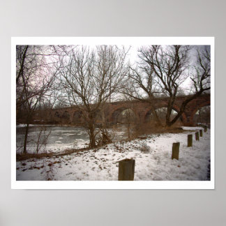 Frozen Creek with Bridge Poster