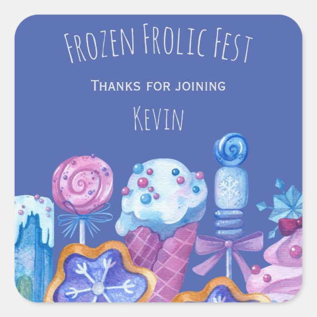 Frozen Delights Party Square Sticker (Vorderseite)