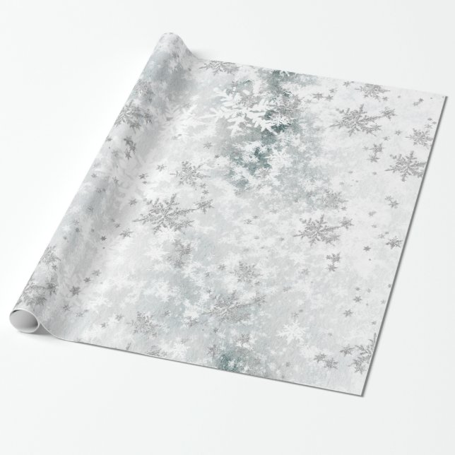 Frozen Eissee Frische gefallene Silberschneeflocke Geschenkpapier (Ungerollt)