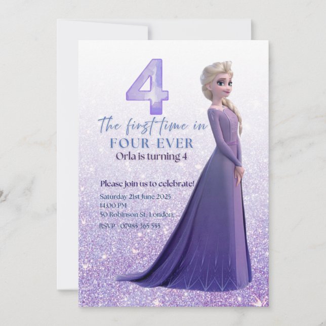 Frozen Elsa Invitation Anniversaire (Devant)