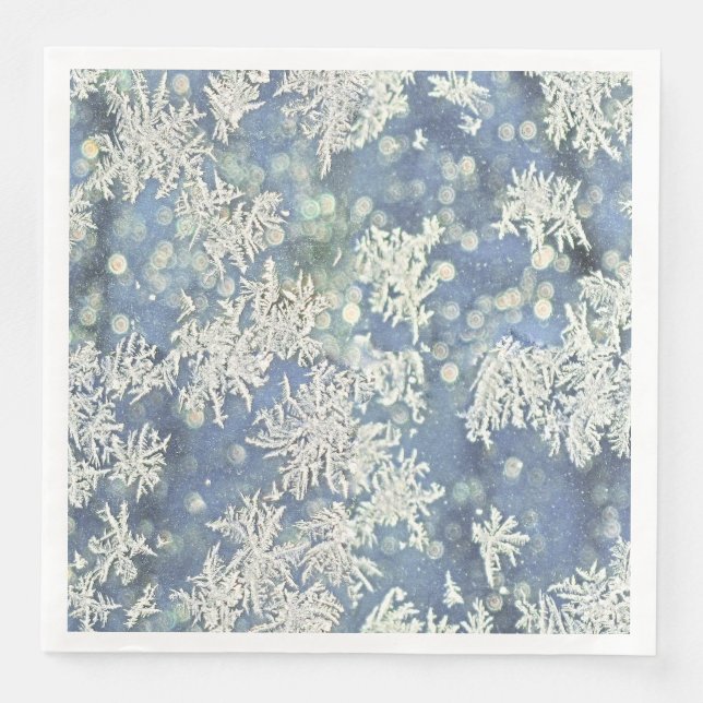 Frozen Frost Abstract Photography Blue/White Serviette (Vorderseite)