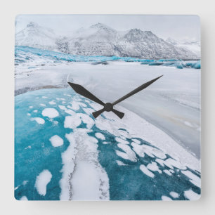 Frozen glacier ice, Iceland Quadratische Wanduhr