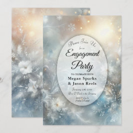 Frozen Petals in a Golden Winter Mist Engagement Einladung