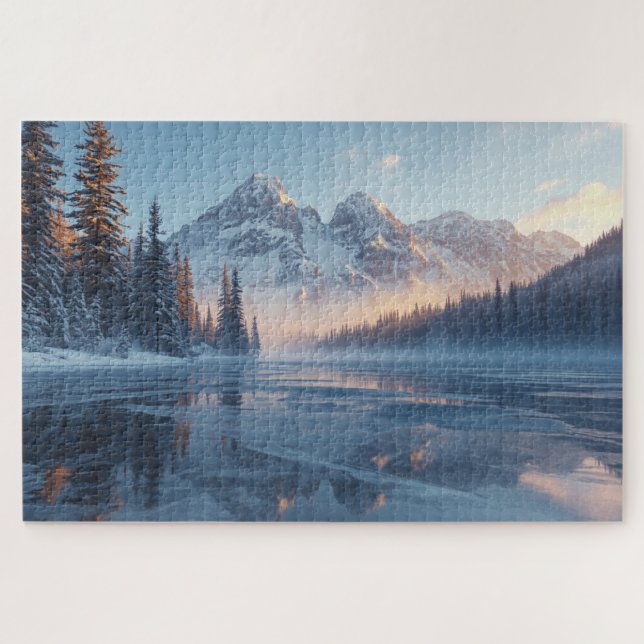 Frozen Serenity – Majestic Winter Lake Landscape (Horizontal)