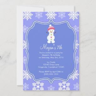 Frozen Snowflake Winter Snowman Geburtstag Einladung