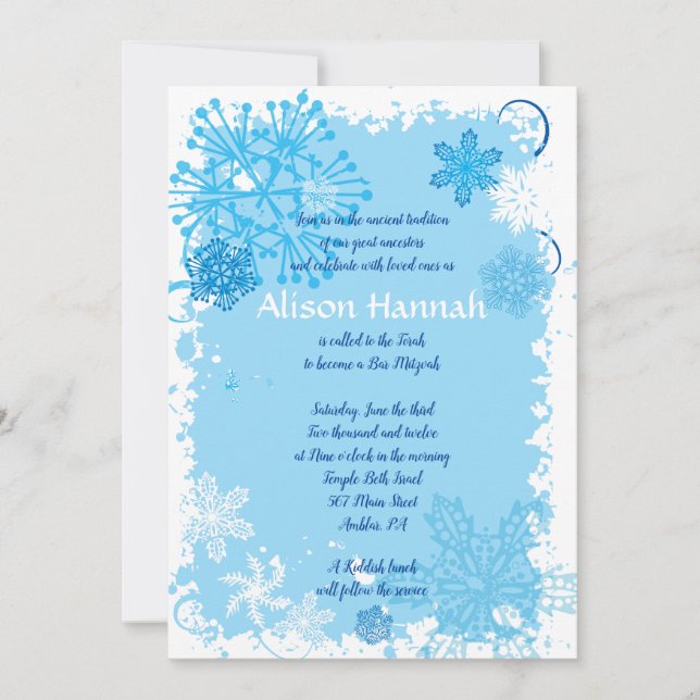 FROZEN SNOWFLAKES Bar Bat mitzvah Invitation (Devant)