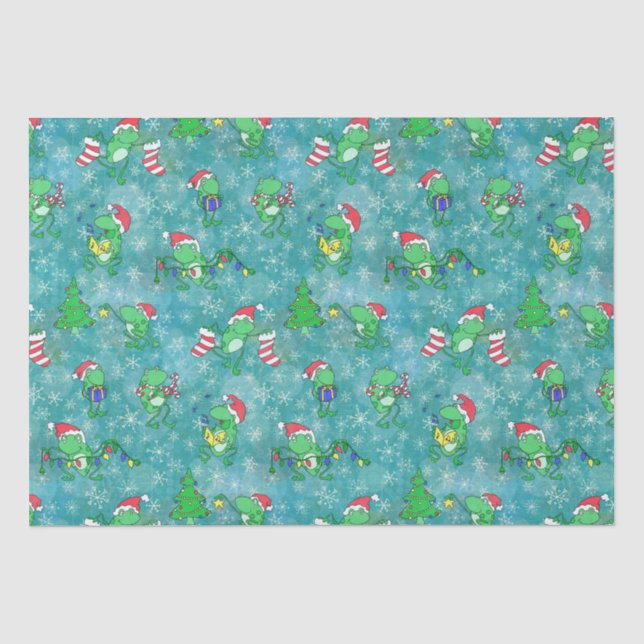 Frozen Weihnachten — Niedliches Aqua Frog Xmas Par Seidenpapier (Vorderseite)